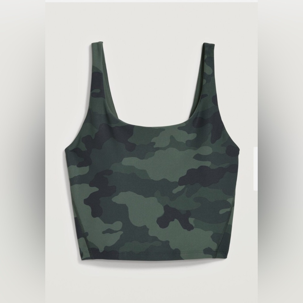 Camo Scoop-Neck Crop Tank Top